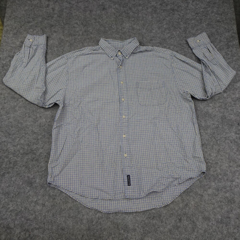 Abercrombie Fitch Button Up Shirt Mens Large Check White Yellow Blue Long Sleeve